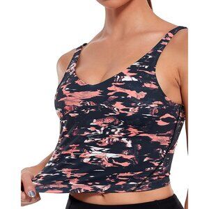 OALKA Womens SMALL Black Orange Fusion Longline Padded Crop Top SPORTS BRA NWT
